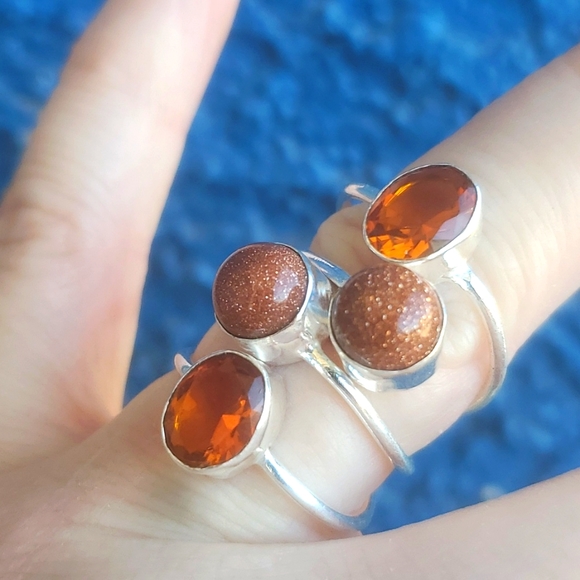 New Sunstone Sun Sitara and Honey Citrine Silver Ring. - Picture 2 of 10